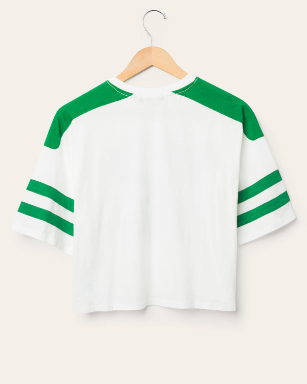 Junk Food Clothing Women's Philadelphia Eagles Striped Crop Tee Vintage White/Kelly