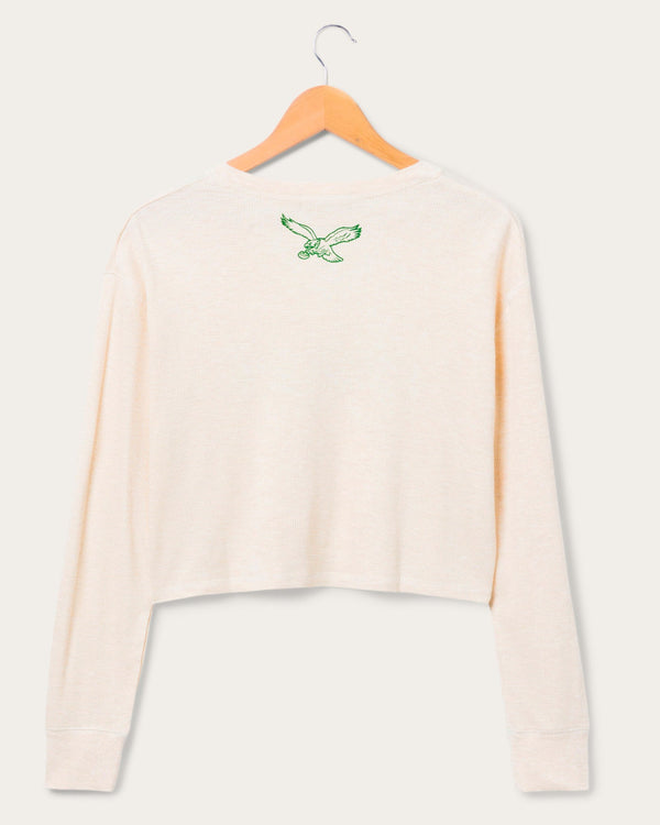 Junk Food Clothing Women's Philadelphia Eagles Sunday Crop Thermal Oatmeal