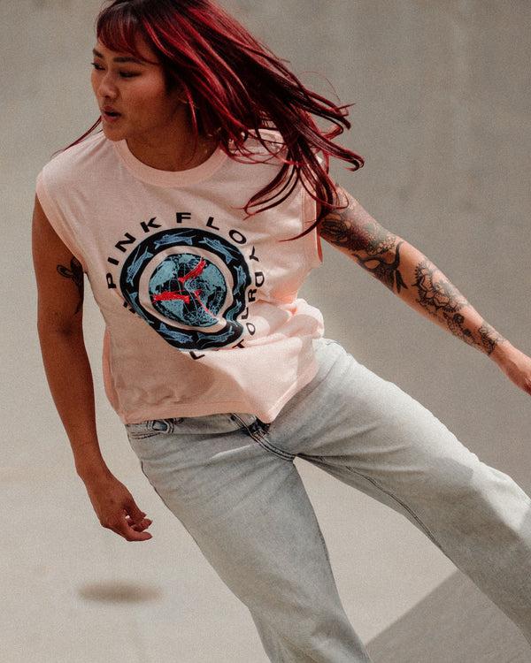 Junk Food Clothing Women's Pink Floyd Circle Vintage Tissue Tank Spanish Villa