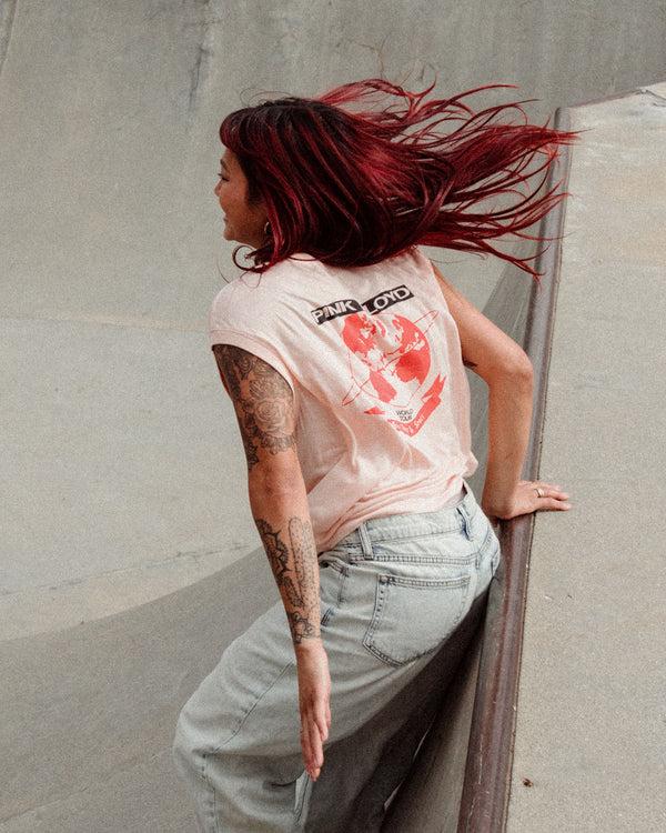 Junk Food Clothing Women's Pink Floyd Circle Vintage Tissue Tank Spanish Villa