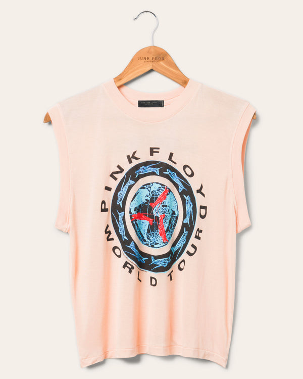 junk food clothing Women's Pink Floyd Circle Vintage Tissue Tank Spanish Villa