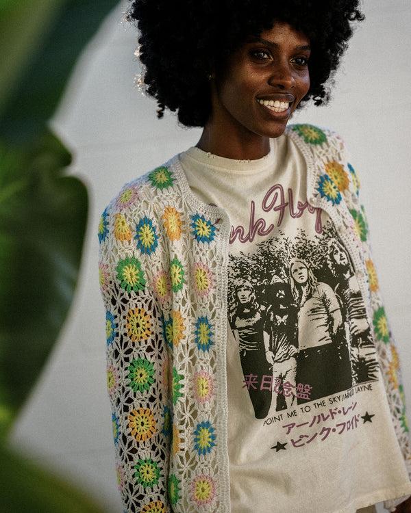 Junk Food Clothing Women's Pink Floyd Point Me To The Sky Vintage Tee Birch