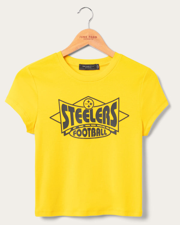 junk food clothing Women's Pittsburgh Steelers Baby Tee Mustard