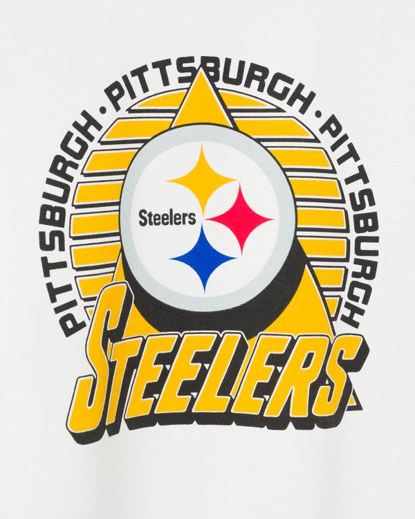 Junk Food Clothing Women's Pittsburgh Steelers Color Block Crop Tee White/Black