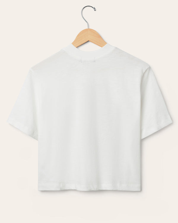 Junk Food Clothing Women's Pittsburgh Steelers Game Time Mock Neck Crop Tee Vintage White