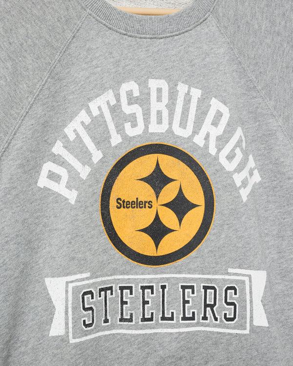 Junk Food Clothing Women's Pittsburgh Steelers Raglan Fleece Tank Heather Grey