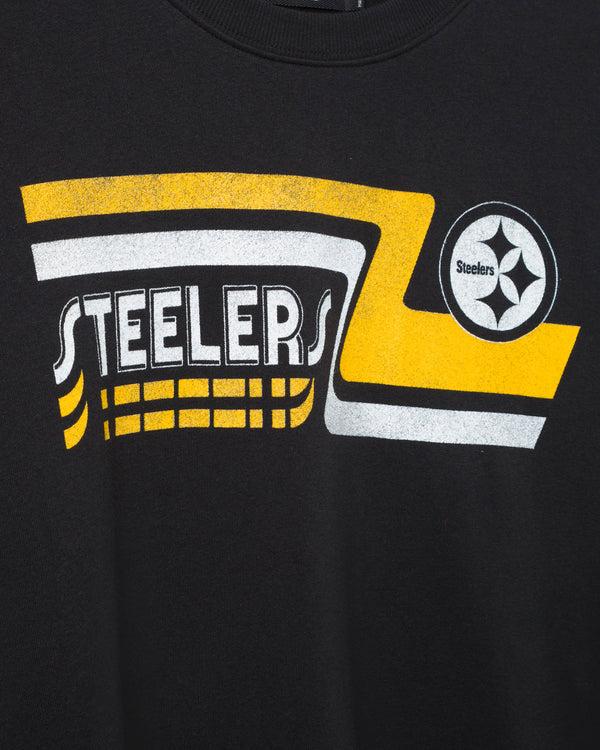 Junk Food Clothing Women's Pittsburgh Steelers Retro Crop Fleece True Black