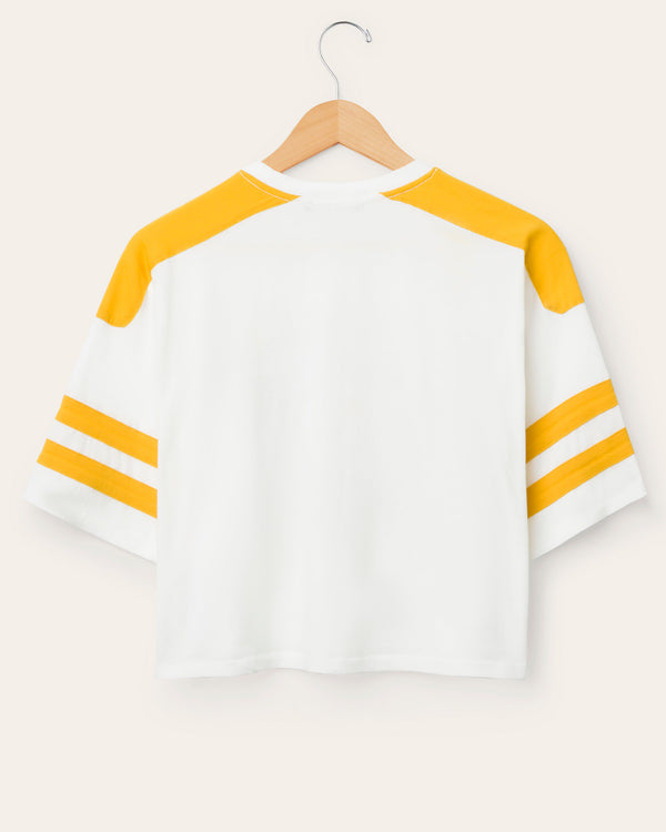 Junk Food Clothing Women's Pittsburgh Steelers Striped Crop Tee Vintage White/Mustard