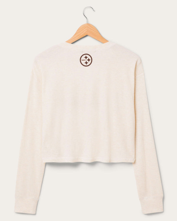 Junk Food Clothing Women's Pittsburgh Steelers Sunday Crop Thermal Oatmeal