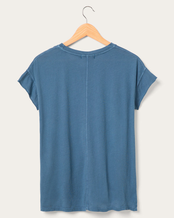 Junk Food Clothing Women's Rick Griffin Eye Heart Beetle Easy Tee Deep Indigo