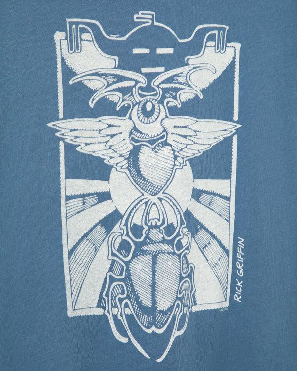 Junk Food Clothing Women's Rick Griffin Eye Heart Beetle Easy Tee Deep Indigo