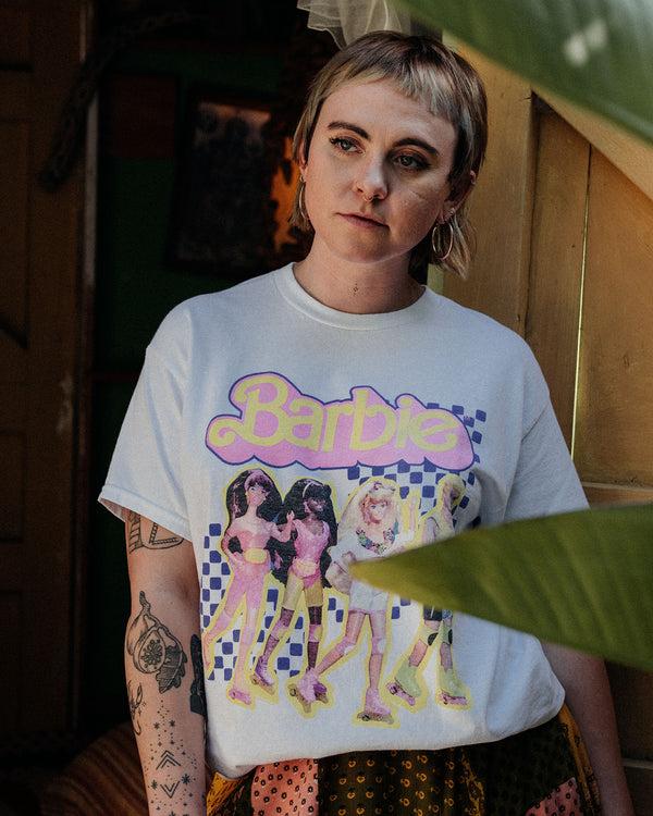 Junk Food Clothing Women's Rollerblading Friends Barbie Flea Market Tee White