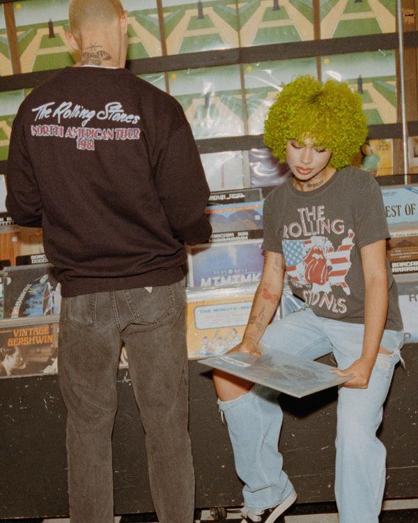 Junk Food Clothing Women's Rolling Stones 1981 US Tour Vintage Tee Vintage Black