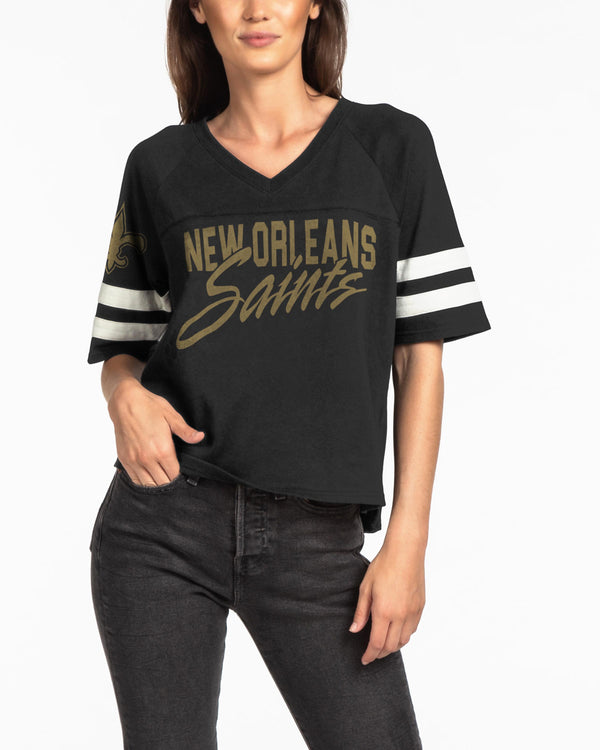 junk food clothing Women's Saints Vneck Tee TRUE BLACK