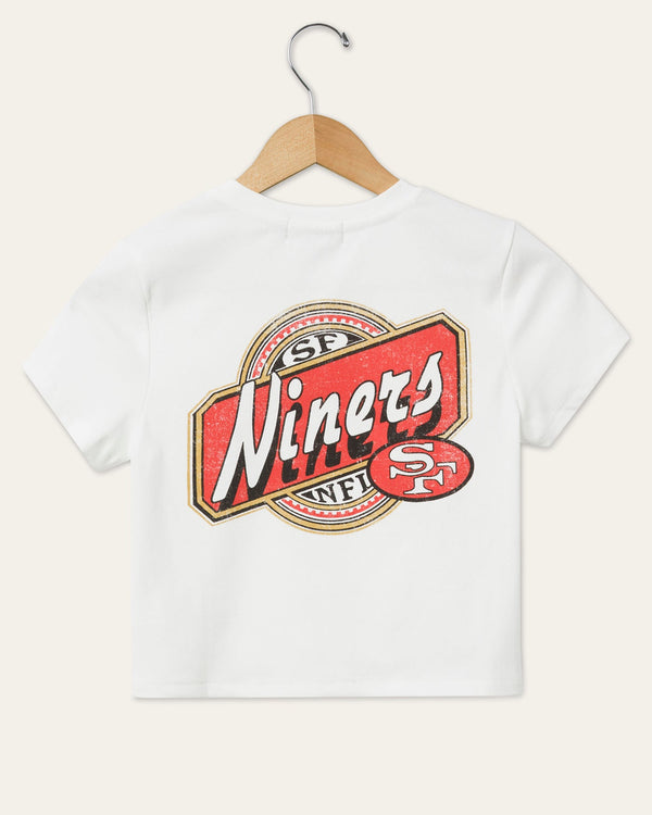 Junk Food Clothing Women's San Francisco 49ers Cheers Baby Tee Vintage White