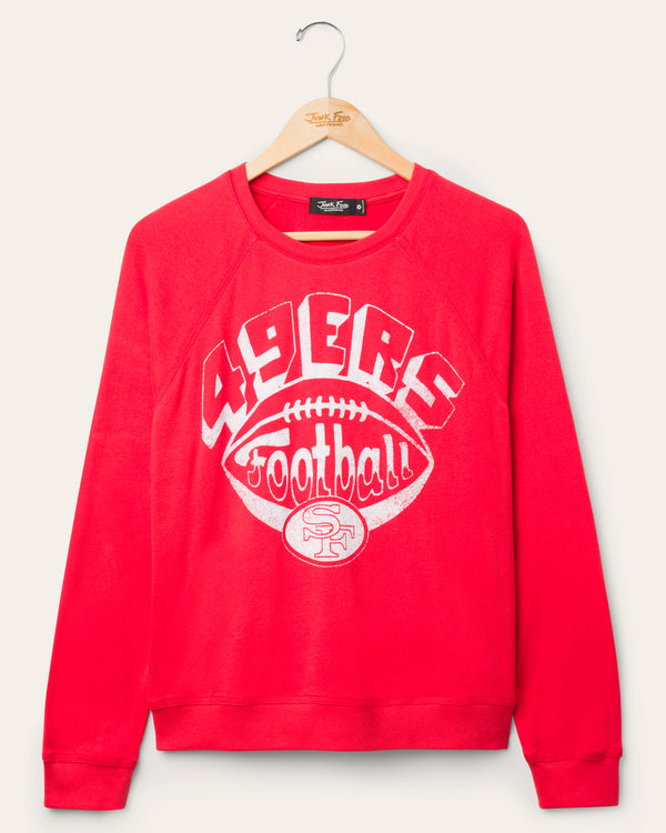 junk food clothing Women's San Francisco 49ers Football Raglan Crew Fleece Licorice