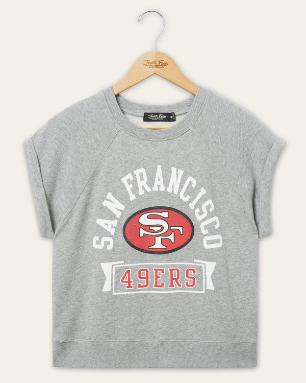 junk food clothing Women's San Francisco 49ers Raglan Fleece Tank Heather Grey