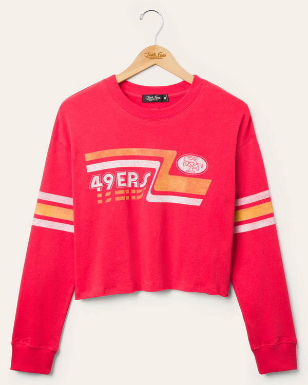 junk food clothing Women's San Francisco 49ers Retro Crop Fleece Licorice