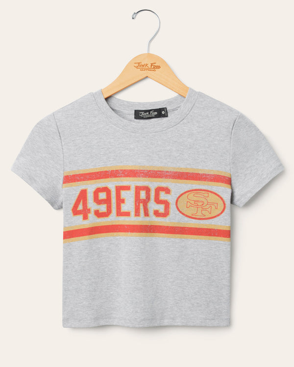 junk food clothing Women's San Francisco 49ers Sideline Baby Tee Heather Grey