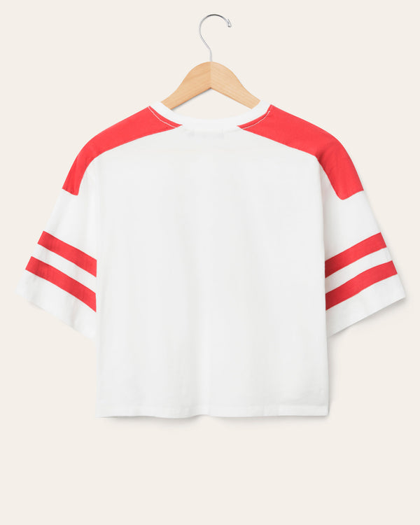 Junk Food Clothing Women's San Francisco 49ers Striped Crop Tee Vintage White/Licorice