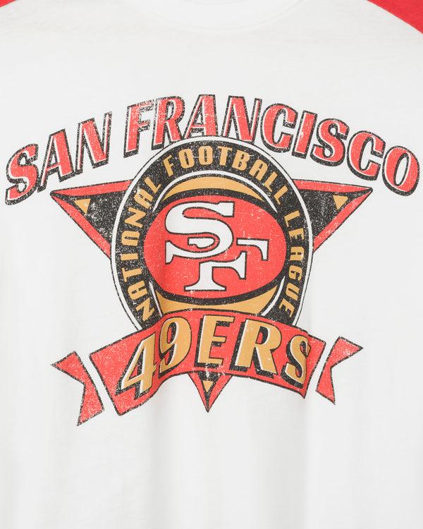 Junk Food Clothing Women's San Francisco 49ers Striped Crop Tee Vintage White/Licorice