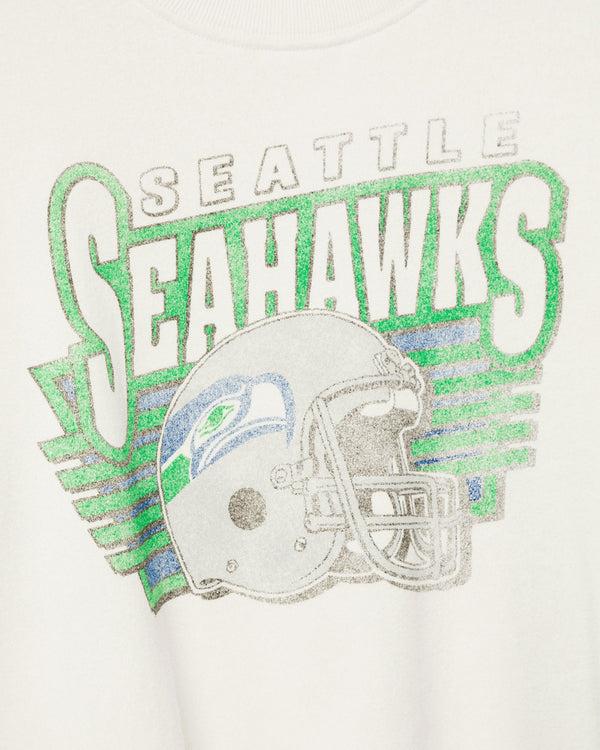 Junk Food Clothing Women's Seattle Seahawks Kickoff Crop Crew Fleece Vintage White