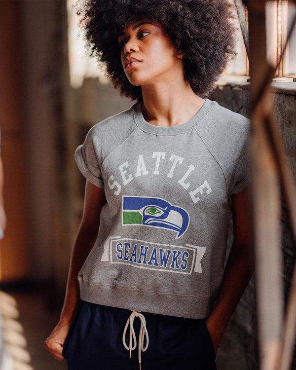 Junk Food Clothing Women's Seattle Seahawks Raglan Fleece Tank Heather Grey