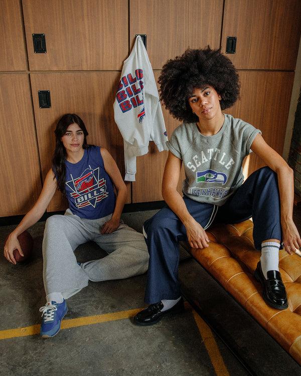 Junk Food Clothing Women's Seattle Seahawks Raglan Fleece Tank Heather Grey