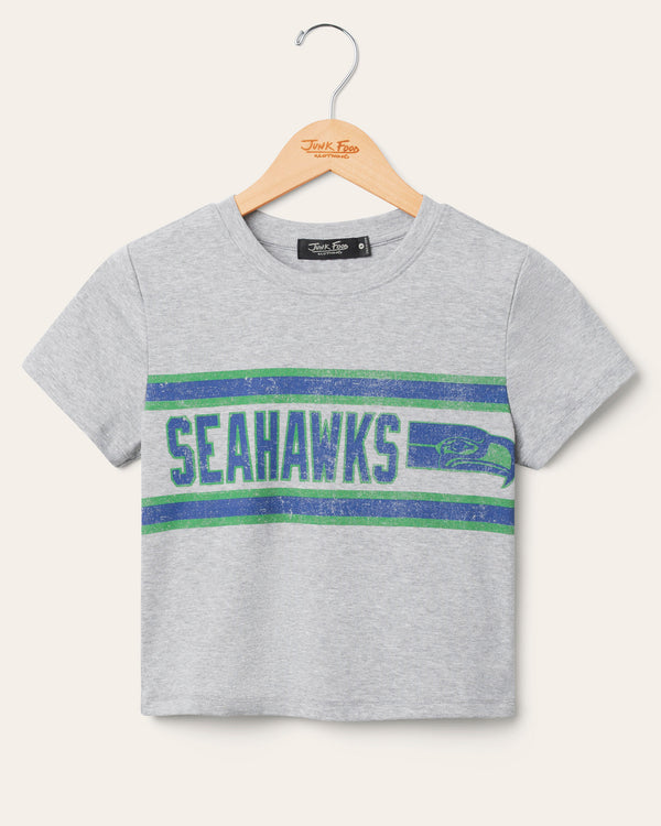 junk food clothing Women's Seattle Seahawks Sideline Baby Tee Heather Grey