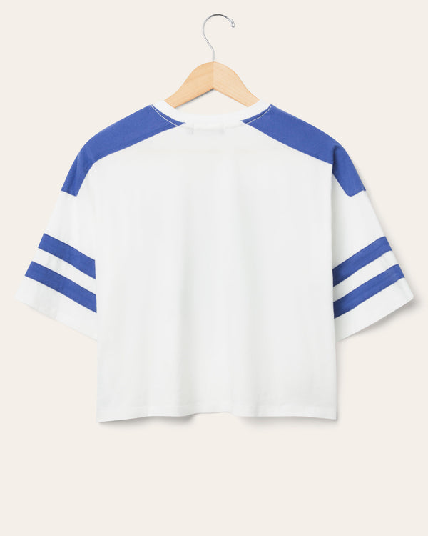 Junk Food Clothing Women's Seattle Seahawks Striped Crop Tee Vintage White/Liberty