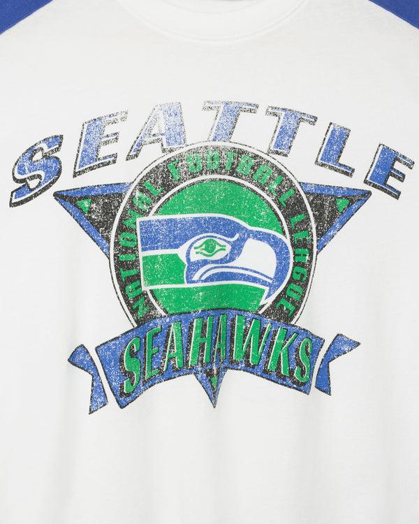 Junk Food Clothing Women's Seattle Seahawks Striped Crop Tee Vintage White/Liberty
