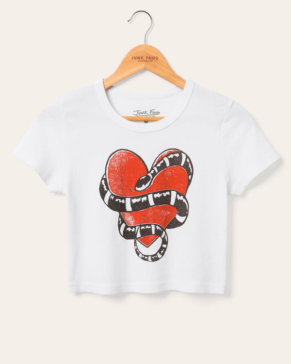junk food clothing Women's Snake Heart Baby Tee White
