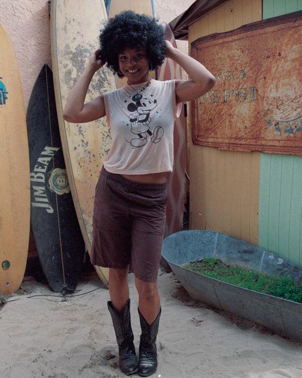 Junk Food Clothing Women's Sparkle Mickey Vintage Tissue Tank Spanish Villa