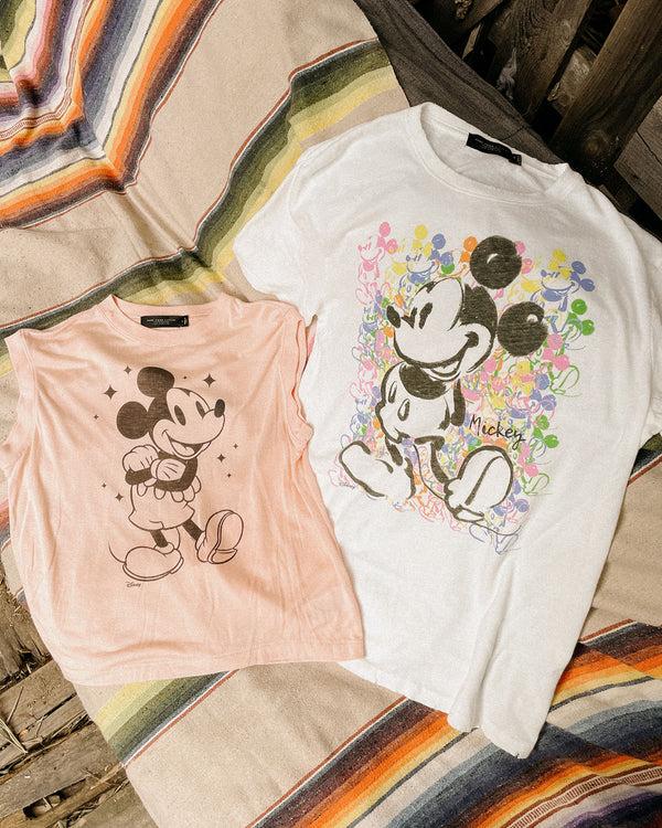 Junk Food Clothing Women's Sparkle Mickey Vintage Tissue Tank Spanish Villa