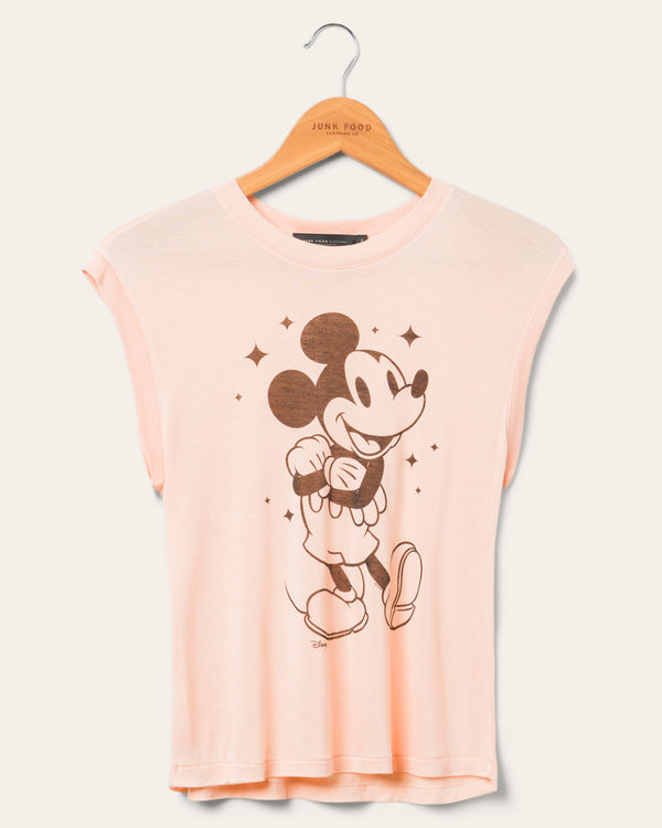 junk food clothing Women's Sparkle Mickey Vintage Tissue Tank Spanish Villa