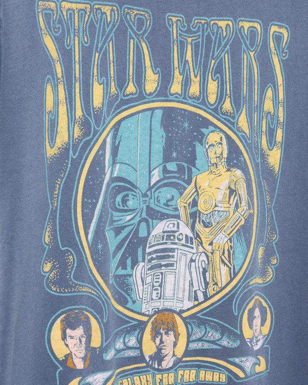 Junk Food Clothing Women's Star Wars™ Galaxy Far Far Away Vintage Destroy Tee Blue Indigo
