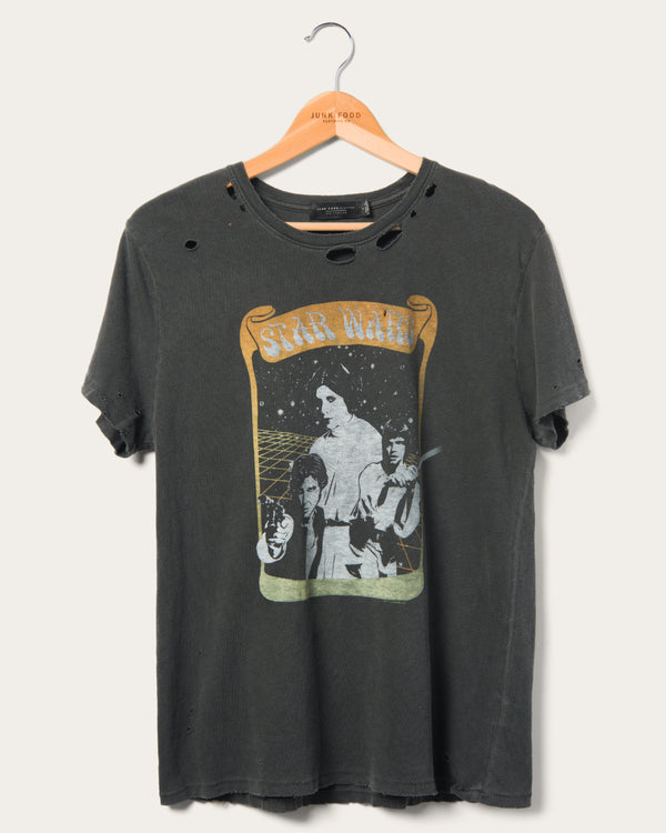 junk food clothing Women's Star Wars™ Gradient Vintage Destroy Tee Vintage Black