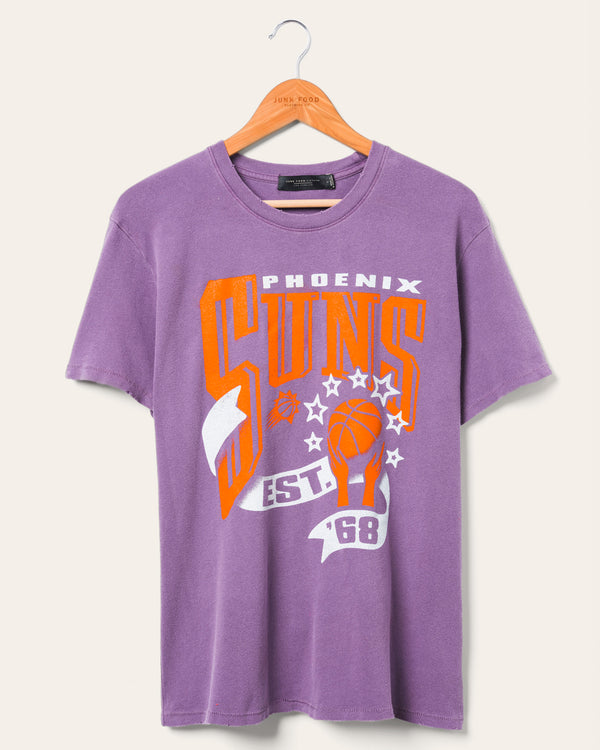 junk food clothing Women's Suns Banner Vintage Tee Purple