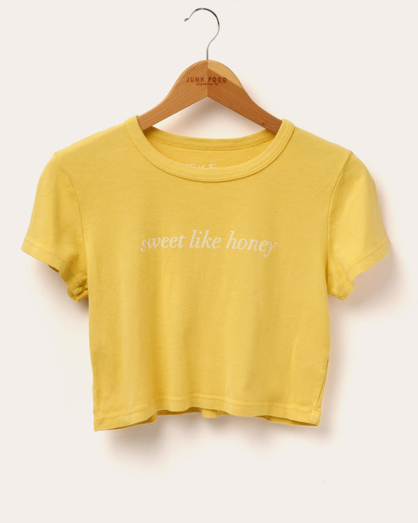 junk food clothing Women's Sweet Like Honey Baby Tee Misted Yellow