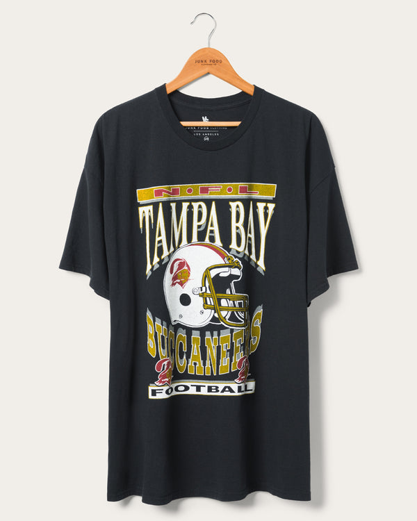 junk food clothing Women's Tampa Bay Buccaneers Helmet Oversized Tee Dress Black