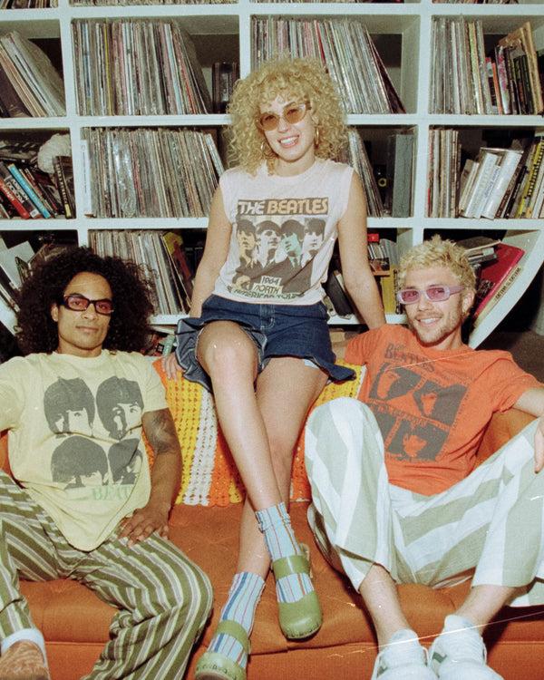 Junk Food Clothing Women's The Beatles 1964 Tour Vintage Tissue Tank Spanish Villa