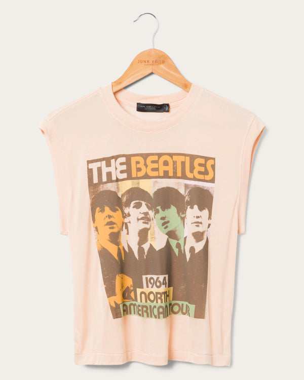 junk food clothing Women's The Beatles 1964 Tour Vintage Tissue Tank Spanish Villa