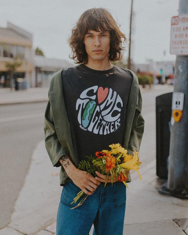 Junk Food Clothing Women's The Beatles Come Together Vintage Destroy Tee Vintage Black