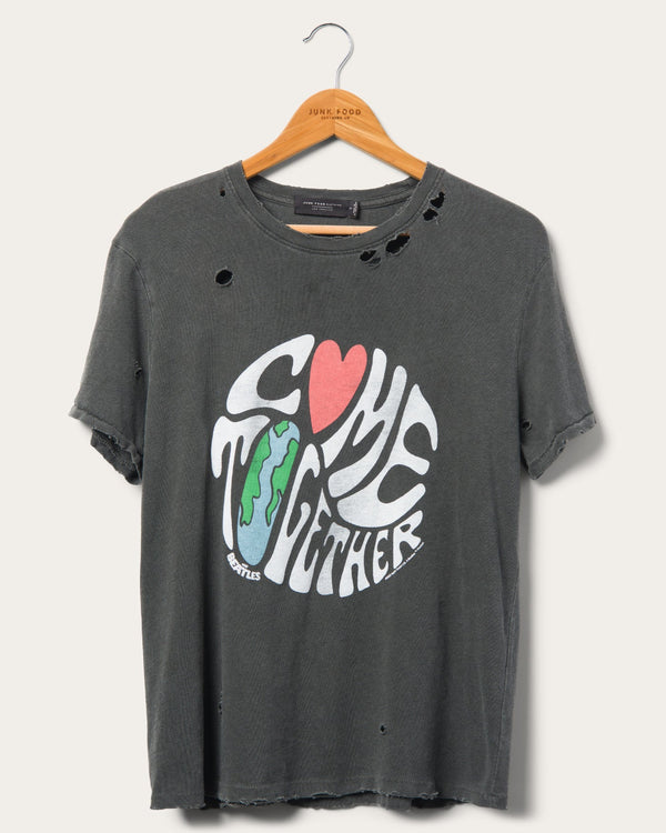 junk food clothing Women's The Beatles Come Together Vintage Destroy Tee Vintage Black