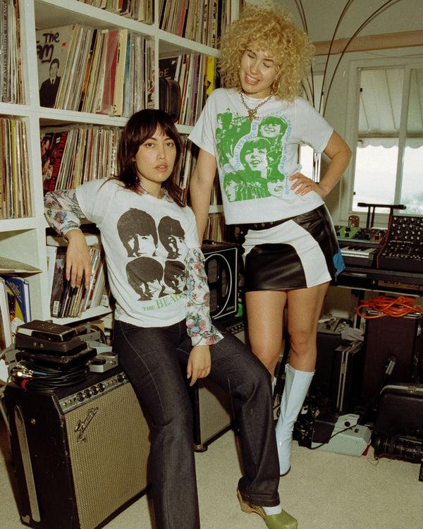 Junk Food Clothing Women's The Beatles Four Portraits Original Tee Birch