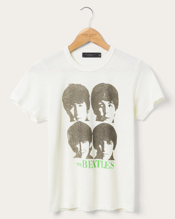 junk food clothing Women's The Beatles Four Portraits Original Tee Birch