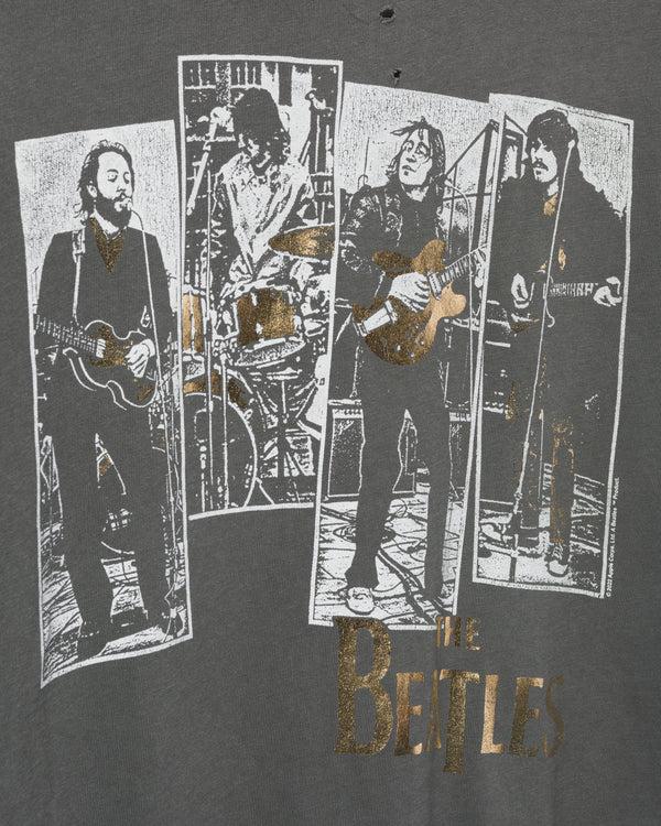 Junk Food Clothing Women's The Beatles Rooftop Vintage Destroy Tee Vintage Black