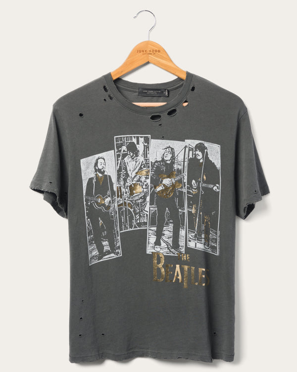 junk food clothing Women's The Beatles Rooftop Vintage Destroy Tee Vintage Black