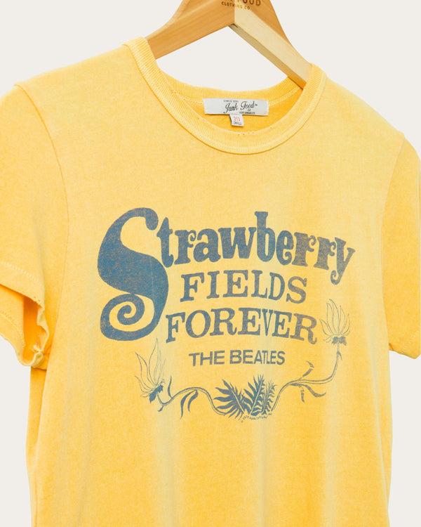 Junk Food Clothing Women's The Beatles Strawberry Fields Forever Original Tee CITRINE