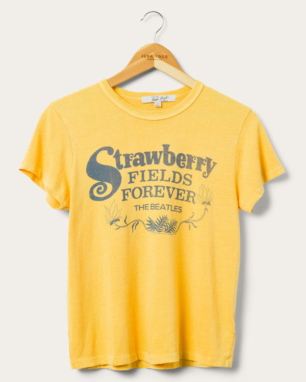 junk food clothing Women's The Beatles Strawberry Fields Forever Original Tee CITRINE